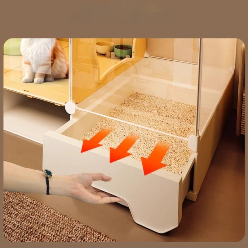 Hochsicht-Katzenkäfig All-in-One Katzenklo-System Indoor Einraum-Ein-Wohnzimmer-Aufbau Katzenwelpenhaus Heimtier-Wohnsitz-Lösung