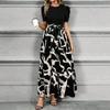 Women's Floral Print High Waist Fashionable And Elegant Dress