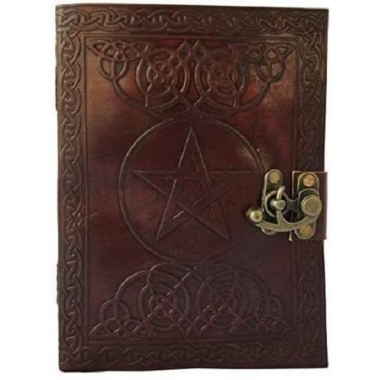 Combo pamiętnik skórzany, ręcznie tłoczony, pamiętnik podróżny ze stylem i mrówczanem, vintage, pamiętnik skórzany, pentagram, ręcznie tłoczony, skórzany notatnik