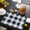 4 PCS Simple Classic Plaid Meal Mat Waterproof and Anti Slip Kitchen and Restaurant Tableware Mat Home Decoration