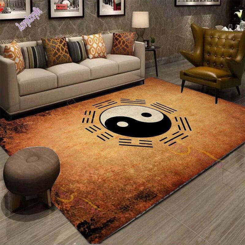 Modern Chinese Dragon Tiger Tai Bagua Yin Yang Area Rugs Living Room Carpet for Children Play Home Deco Floor Mat and Carpets