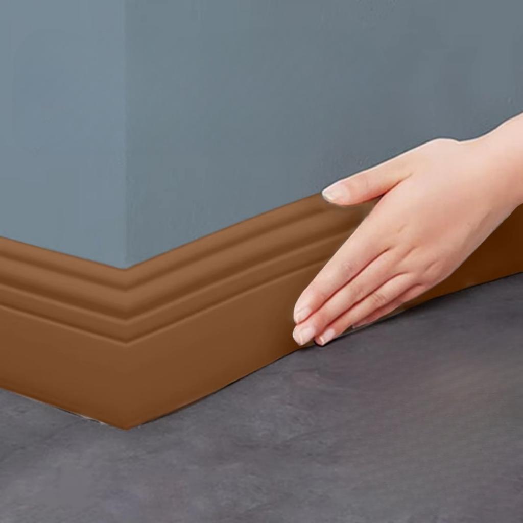 1Pc 2M Self-adhesive Foam Baseboard Wall Stickers Waistline TV Background Floor Corner Skirting Board Stickers Wall Decoration
