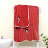 High-density Coral Fleece Embroidered Bath Towel Towel Two-piece Set Soft and Quick-drying Absorbent Beach Towel Cute Household Wrap Towel