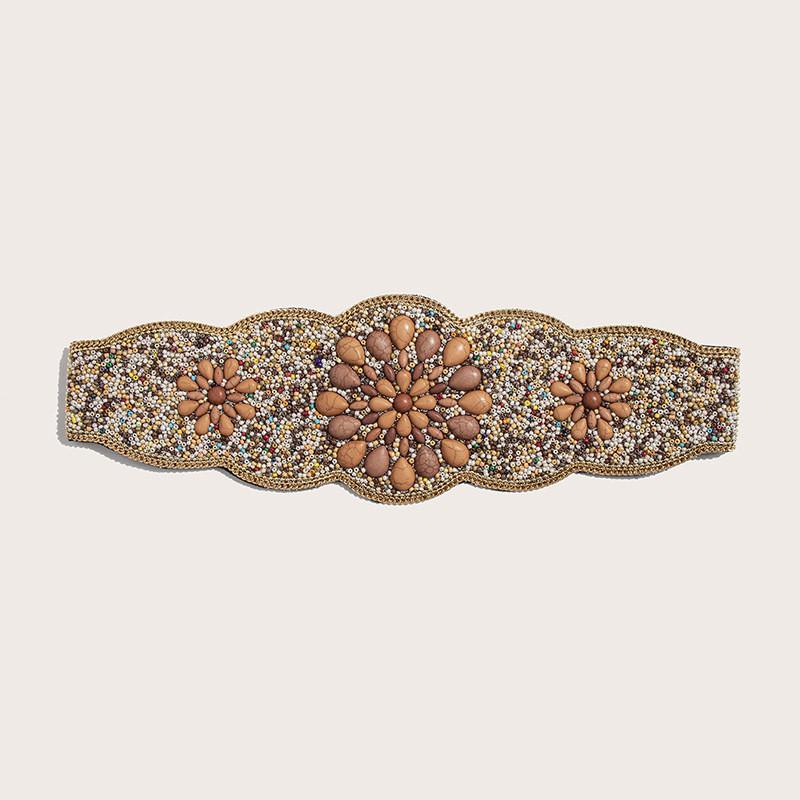 Beaded Bohemian Waist Belt With Firework Design And Elastic Closure For Festivals And Travel