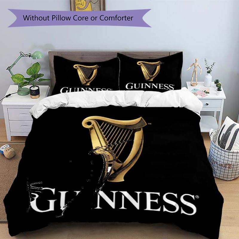 3pcs Duvet Cover Set (1*Duvet Cover + 2*Pillowcase, Without Core), Guinness Draught Print Bedding Set, Bedroom Decor, All‑Season, Gift