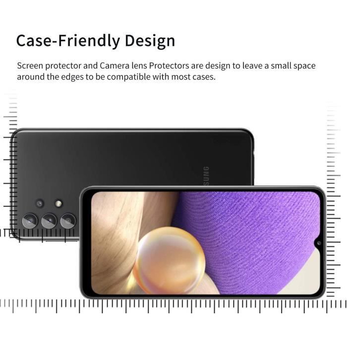 Lot de 2 Verres Trempés - BOOLING - pour Samsung Galaxy A32 5G - 9H - Protection Écran et Caméra - Transparent