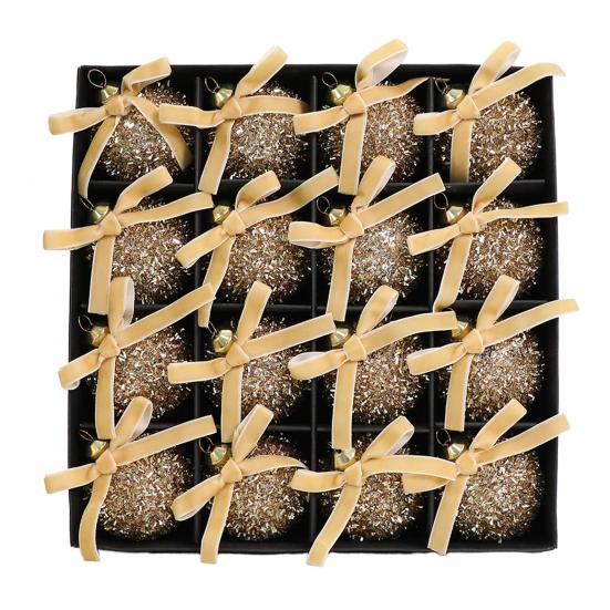 

Блестящие елочные шары Украшение Блестящие Небьющиеся Мишурные шары с бантом Пайеточный Подвесной шар Украшение для рождественской елки для Рождества Свадьбы В помещении 6 cm золотистый