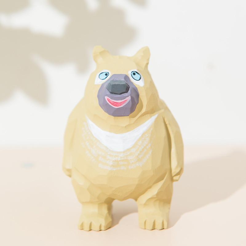 Wooden Craft Bear Big And Bear Second Decorative Figurines Home Office Car Decor Gift For Friends