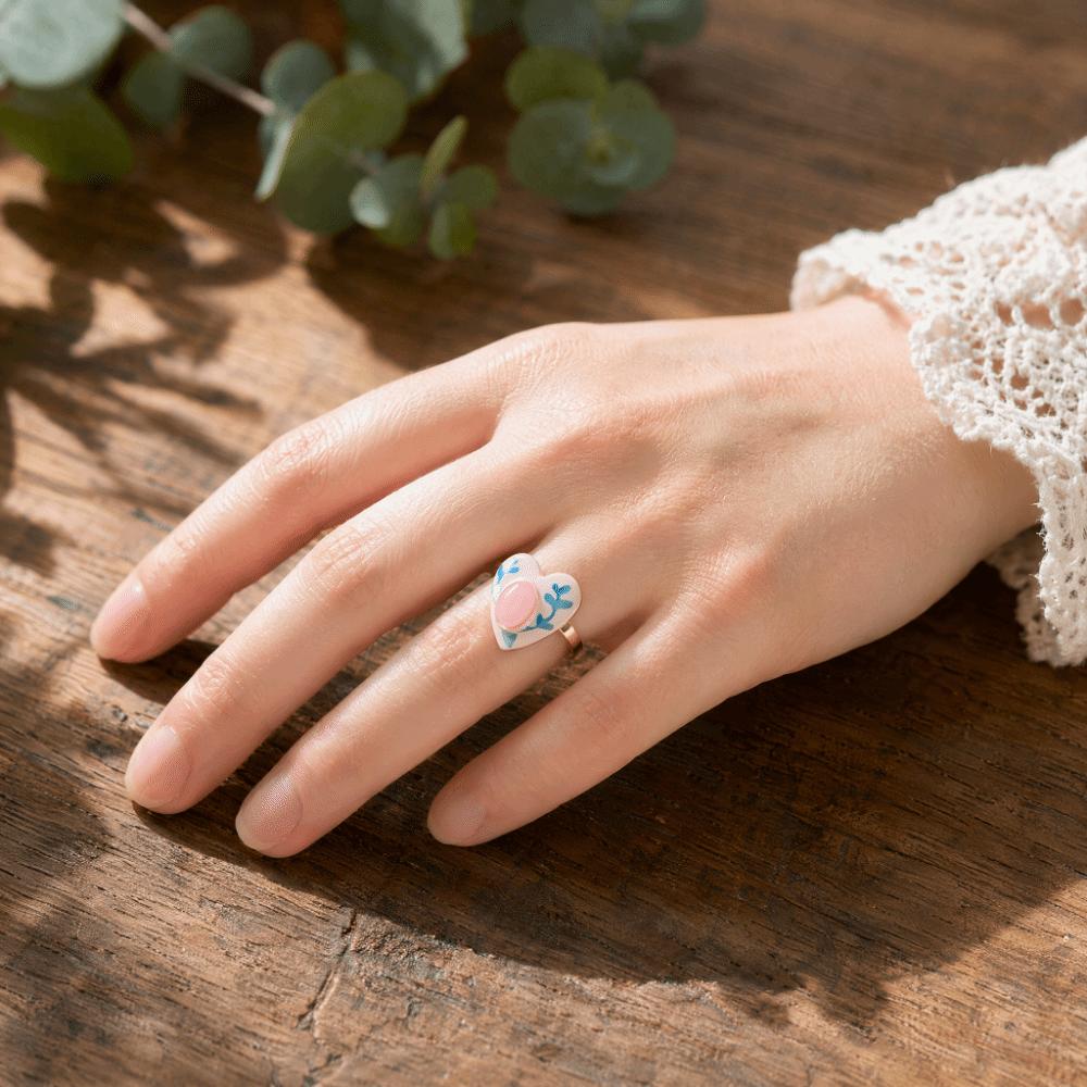 Exquisite Craftsmanship Drip Oil Rings Colorful Design Heart Shaped Rings Banquet Occasion