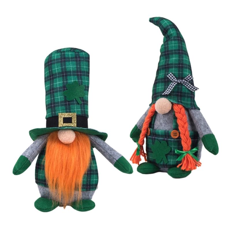 Patricks Day Gnome Standing Irish Faceless Doll Plush Decorations Handmade Party Decor for Kids Gift Desktop Ornaments