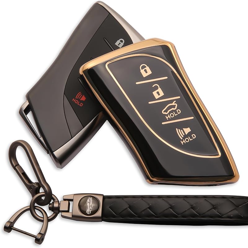 For Lexus Key Fob Cover 4-Button Anti-Scratch Protection Case With Keychain Fit For 2018-2025 ES LS LC UX NX RX GX LX (200T 250H 300H 350H 450H 500H