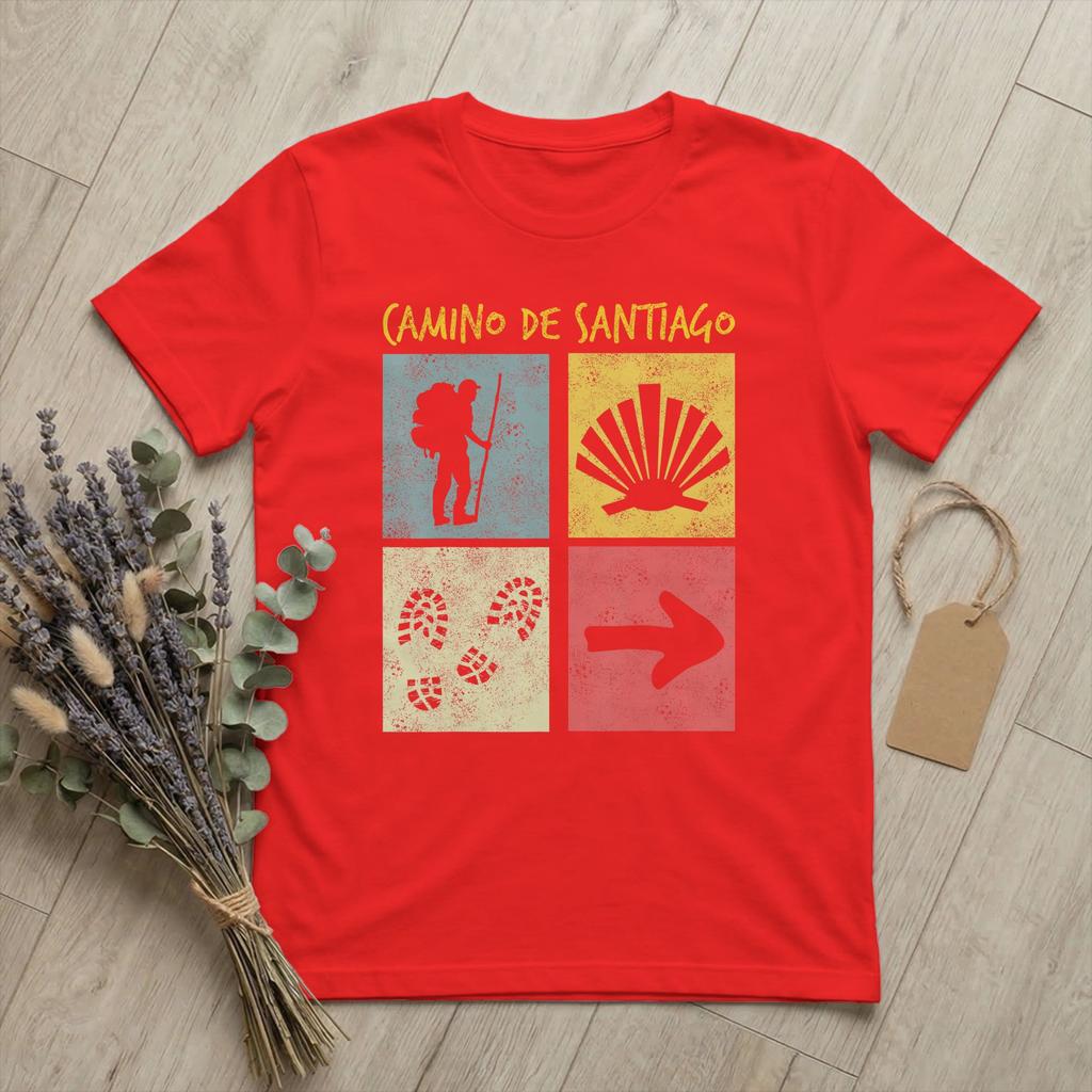 Camino de Santiago Cammino di San Giacomo T-shirt Unisex Buon Cammino T-shirt Vintage Manica Corta Girocollo T-shirt Cotone Merchandising Estivo