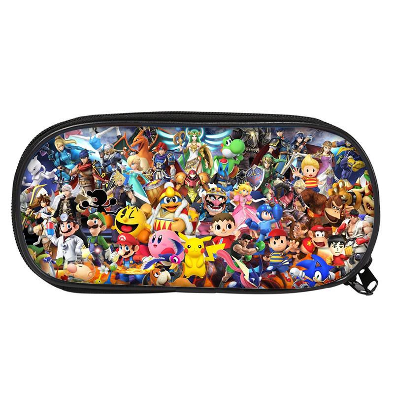 Super Mario Bros Pencil Case For Students Nylon Storage Bag Large Capacity Organizer