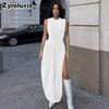 Women's Summer New Fashion Personality Tiered Ruffles Slim Fit Crew Neck Sleeveless Dress