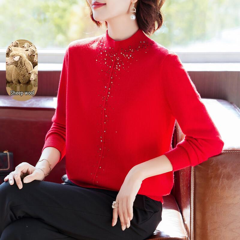 

QianLian Women s 100% Merino Wool Mock Neck Sweater 3XL