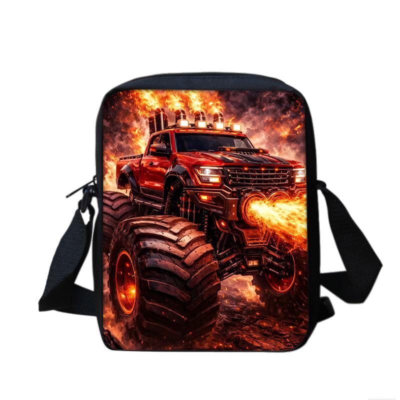 Monster Jam Crossbody Bag Versatile Cartoon Print Best Gift for Male and Female Students, School and Office Workers