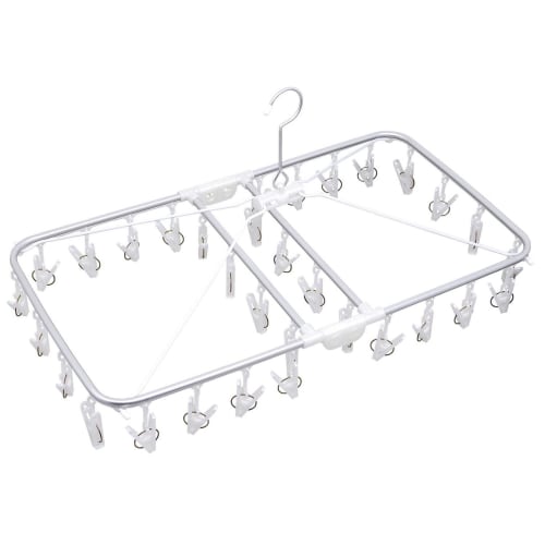 Almor MT Square Laundry Drying Hanger, White, Approx. 63 X 35 X 32.5 Cm, 32 Pinch, Lightweight and Durable Aluminum Frame