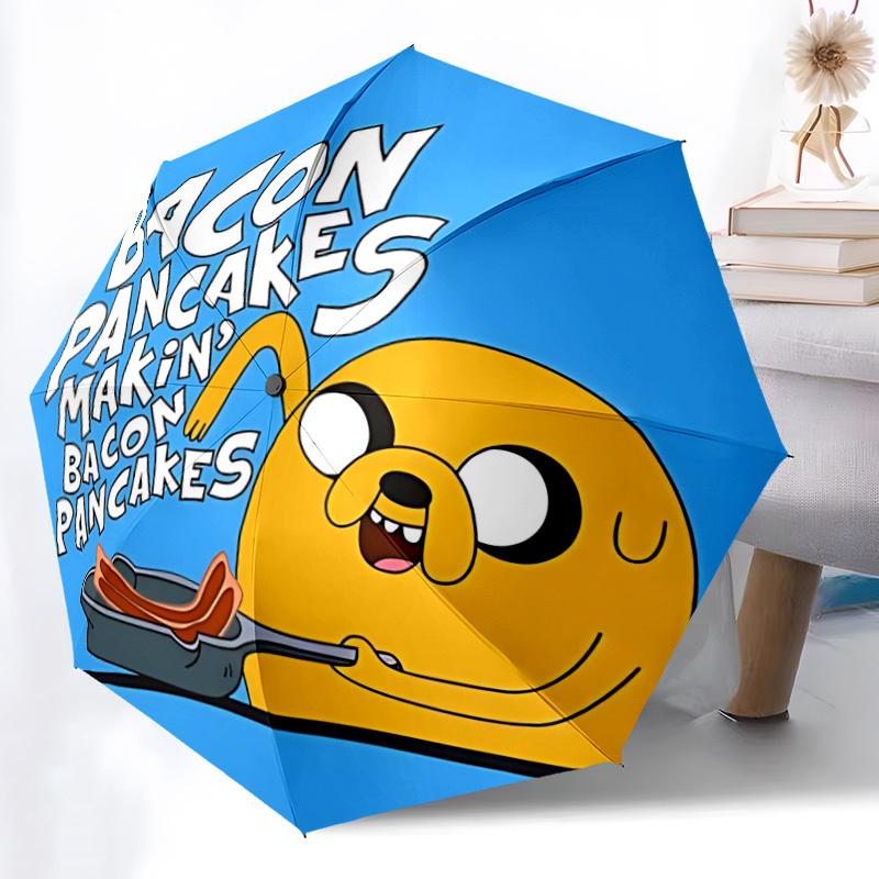 1pc Jake the Dog Automatic Open/Close Folding Umbrella, Windproof 8 Rib Construction, Lightweight Travel Umbrella,0903191