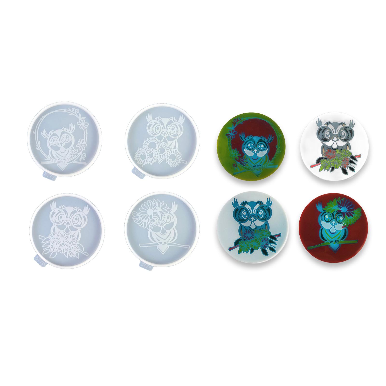 

Набор из 4 подставок под стакан в форме совы, силиконовая форма для подставки под стакан, форма для литья животных из эпоксидной смолы, принадлежности для изготовления ювелирных изделий, домашний декор, ремесло прозрачный