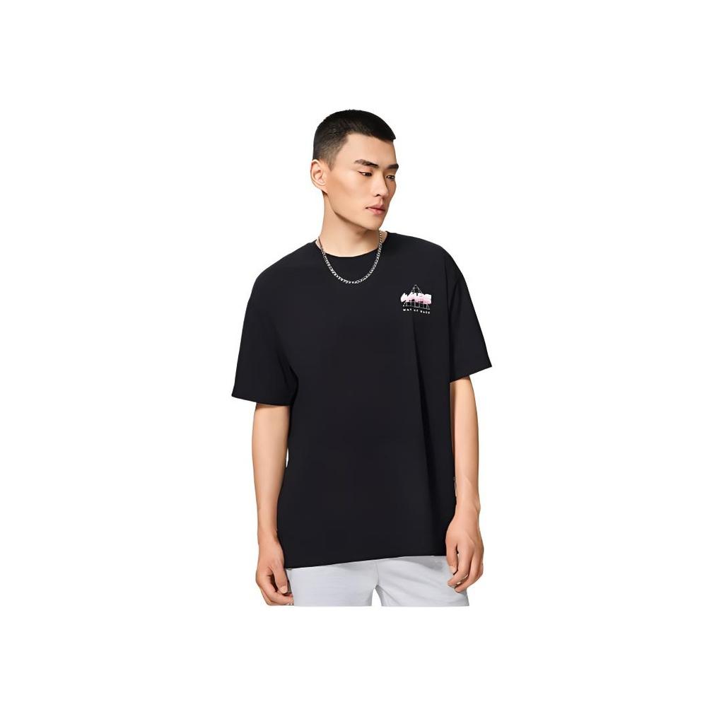 Li-Ning Wade Series Ice-Sense Loose Short Sleeve T-Shirt With Back Letter Print Unisex Tops Black AHSS783-7