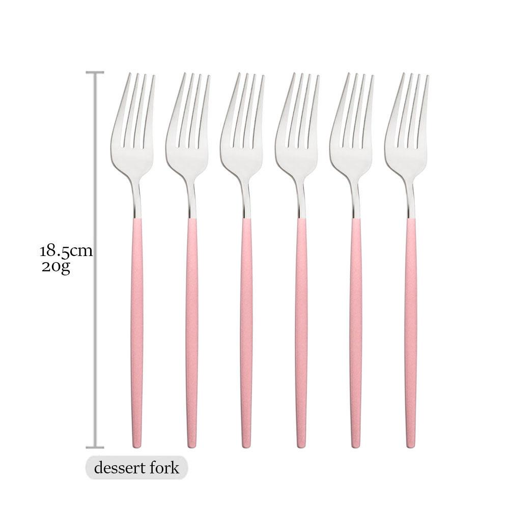Drmfiy Spiegel Rosa Silber Besteck 6-teiliges Besteckset Edelstahl Set Tafelmesser Löffel Gabel Geschirr Küche Besteckset