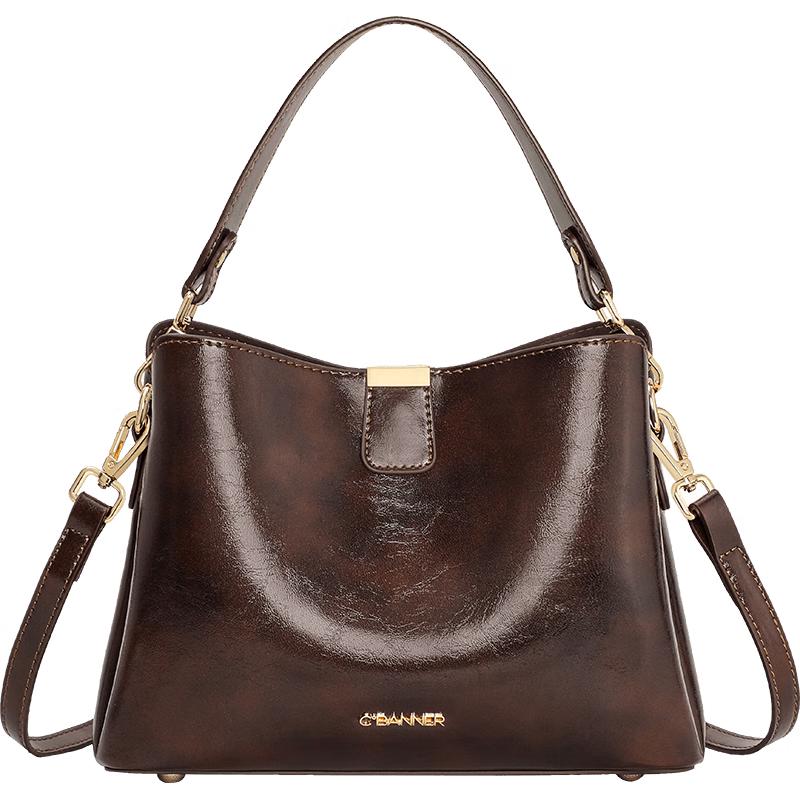 

C.BANNER Women s Cowhide Leather Bucket Crossbody Bag