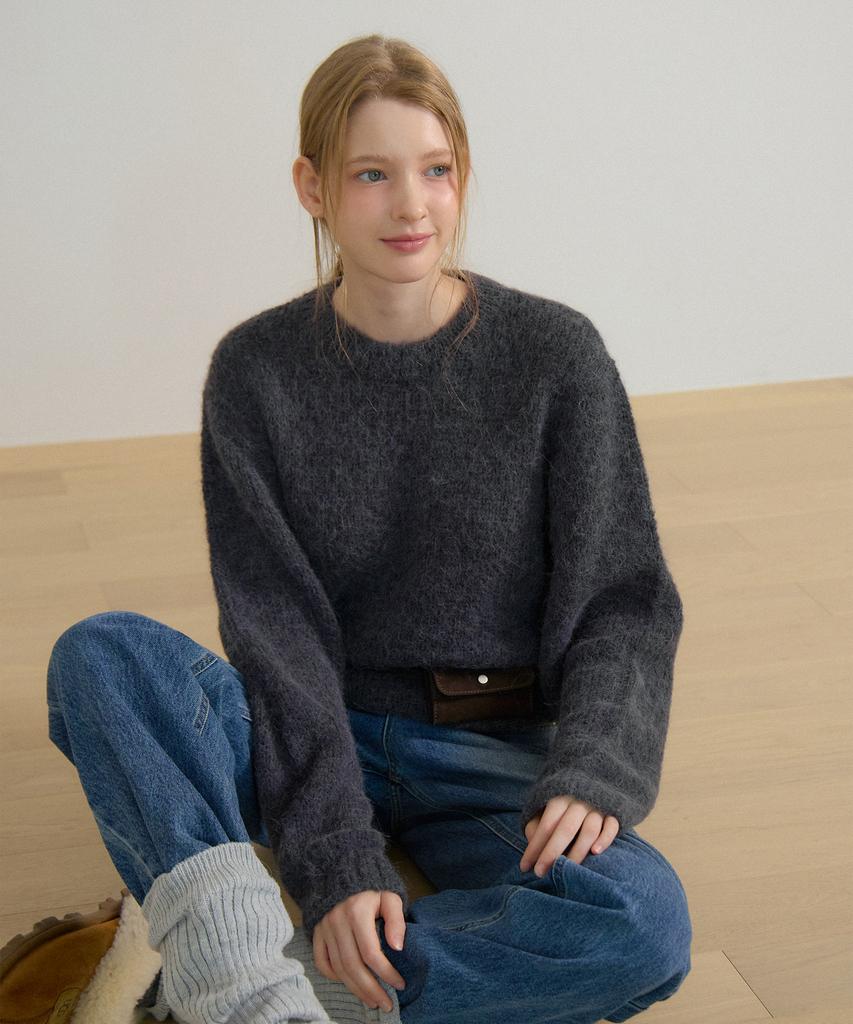 VEM.VER Round Neck Alpaca Knit_Charcoal