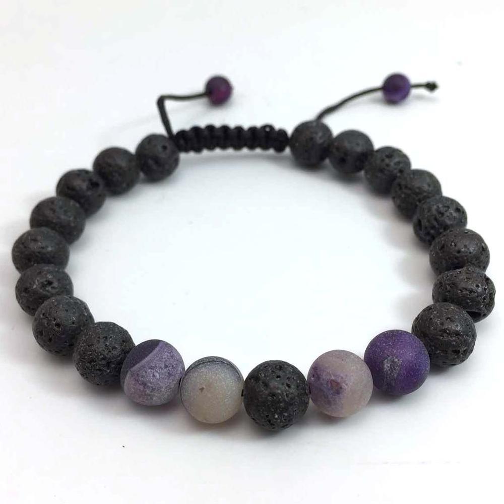 Energy Volcanic Stone Yoga Bracelet - 8mm Natural Woven Beads