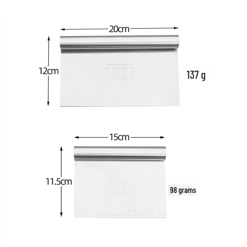 Stainless Steel Dough and Noodle Scraper with Scale - Non-Stick, Multi-Use Cutting Tool for Baking and Cooking