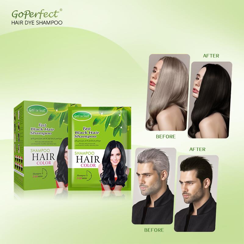 Hair Color Shampoo (30ml x 2 Sachets),Ammonia-Free Natural Permanent Hair Color for Men and Wome,Colors Hair in Minutes,Long lasting colour(black)
