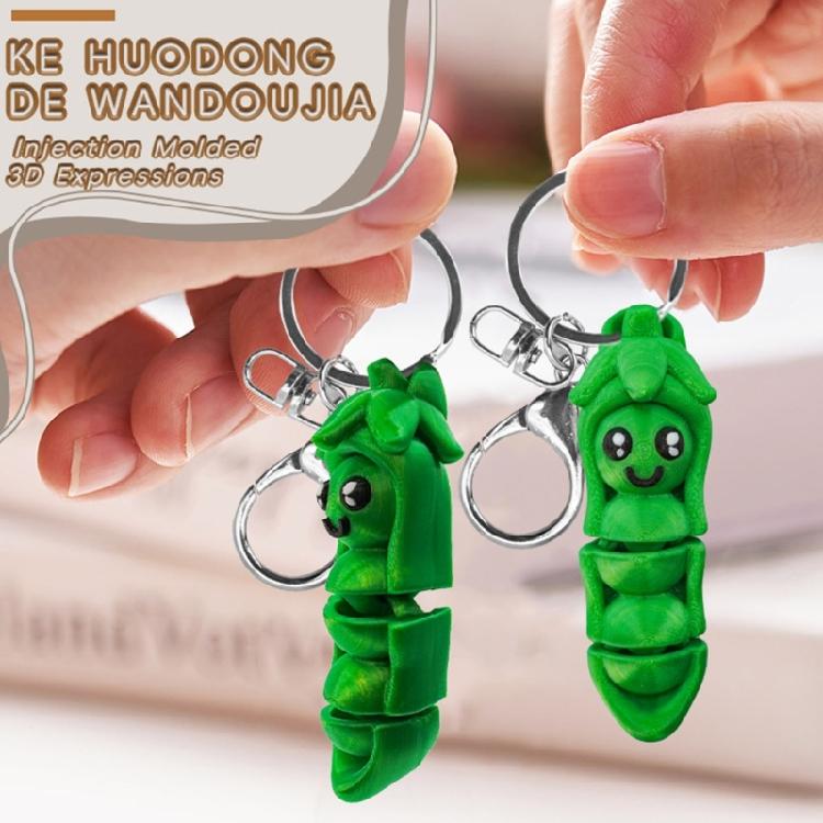 Animated Cartoon Pea Pod Keyring Sturdy PLA Material Keychain Home Decors Keychain For Daily Use And Gifting
