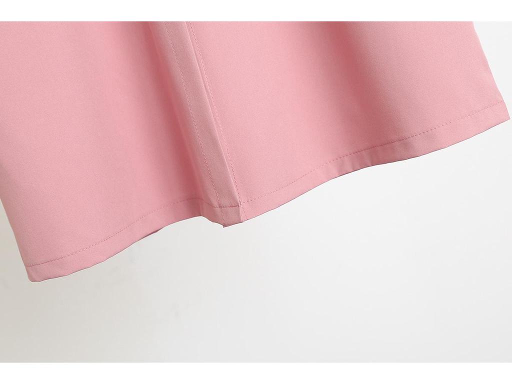 Mianchou Short Sleeve Stand Collar Button-Down Shirt Dress