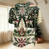 Men's Quick-Dry Neck Short Sleeve T-Shirt with Christmas Print