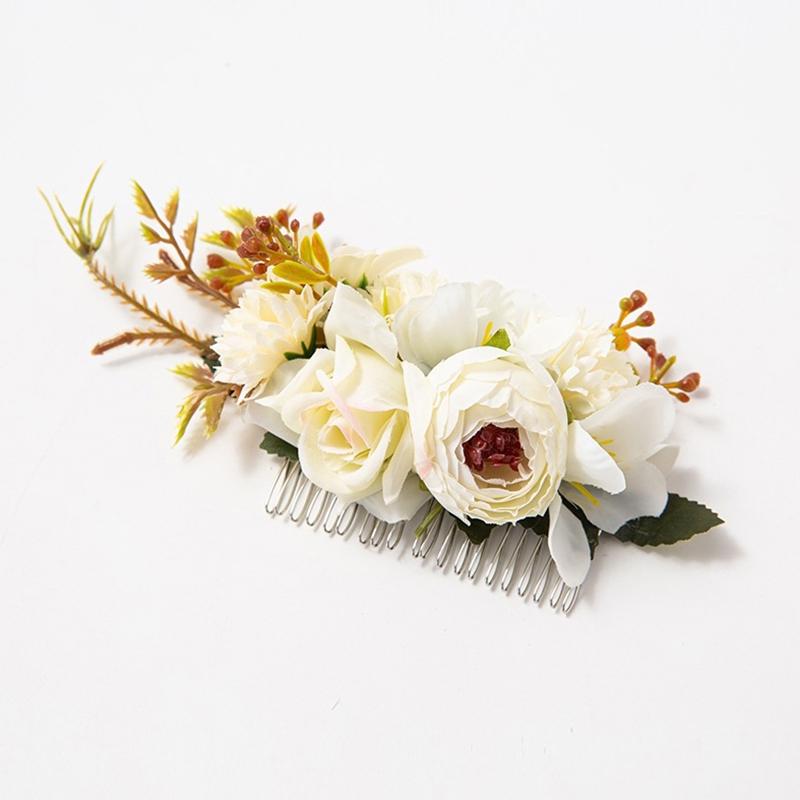 Bohemia Brides Wedding Flower Hair Comb Hairpin Bridesmaid Headdress Hair Combs Hair Accessories For Women Girls Floral Hairpins