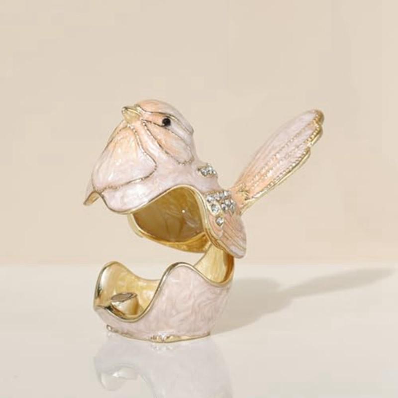 ABUL-Enamel Bird Jewelry Box, Cartoon Style, Hard Case For Rings And Small Trinkets, For Blue And For PINK