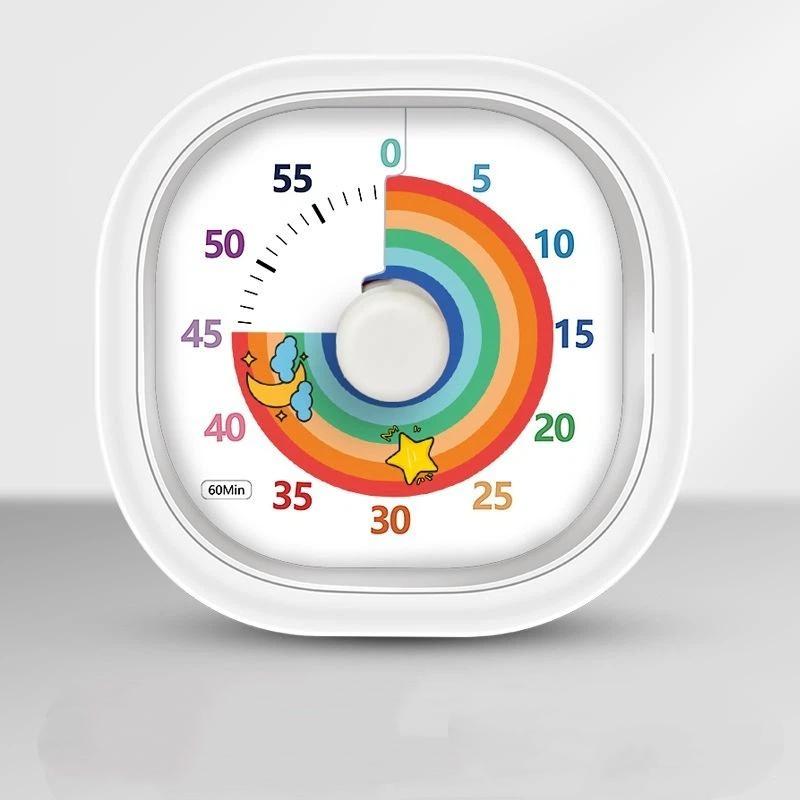 Silent Visual Time Tracker with Soft Night Light Non-Ticking Stopwatch for Classroom Home Kitchen School Baking Kids Learning