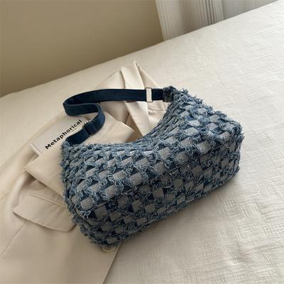 College Students Class Bag Niche Design Denim Bag Women's 2025 Summer New Large-capacity Commuter Tote Bag