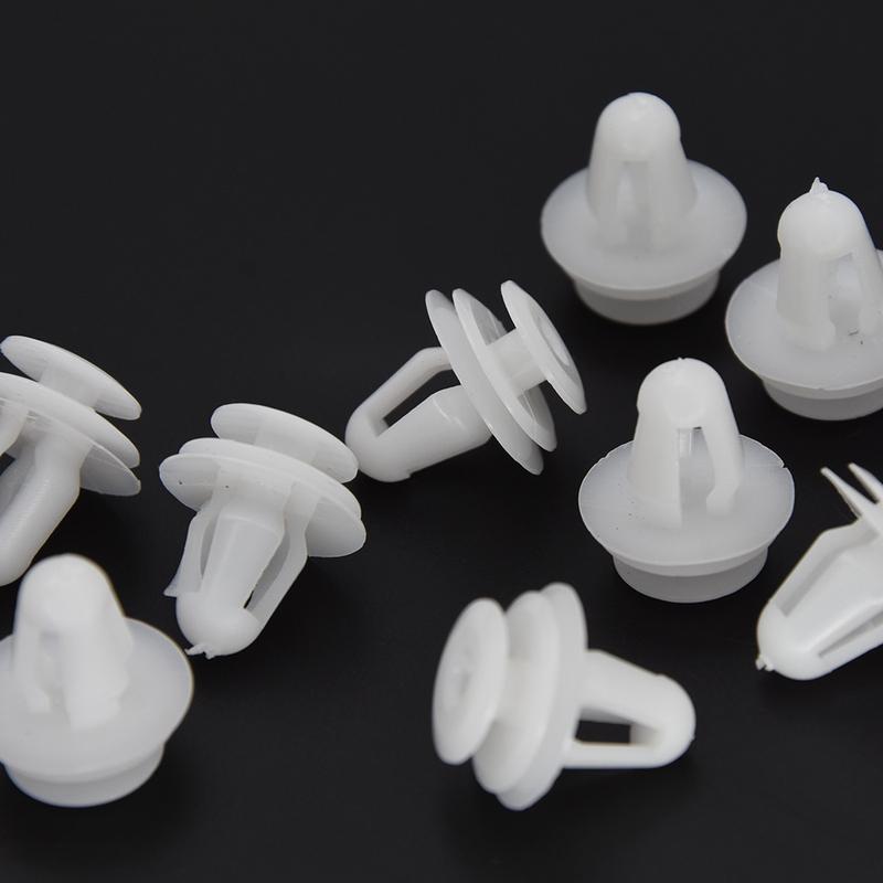 50pcs White Auto Bumper Fender Fastener Retainer Clips 8mm Hole Fixed Rivet Retainer Plastic Rivets Fastener Push Clips