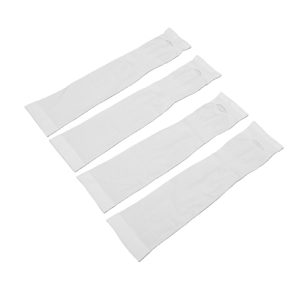 2 Pairs Sun Protection Sleeves with Thumb Hole Cooling Breathable Arm Sleeves for Both Sports and Daily Wear White 32G