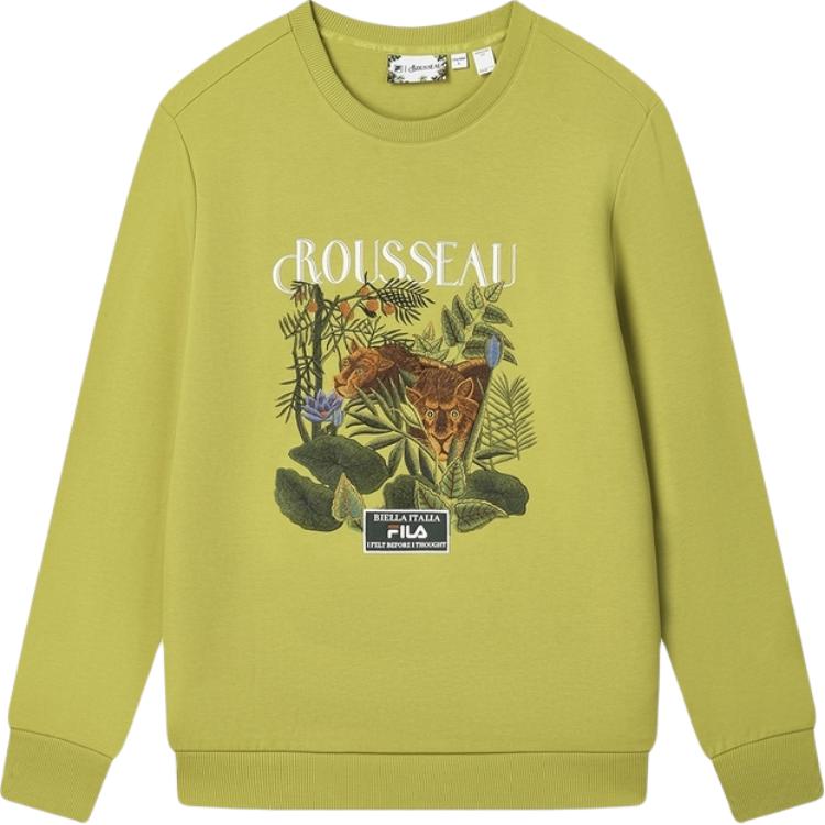 FILA x LUSUO Sweatshirt Men s Emerald Yellow Green F11M448212F-LG XXL