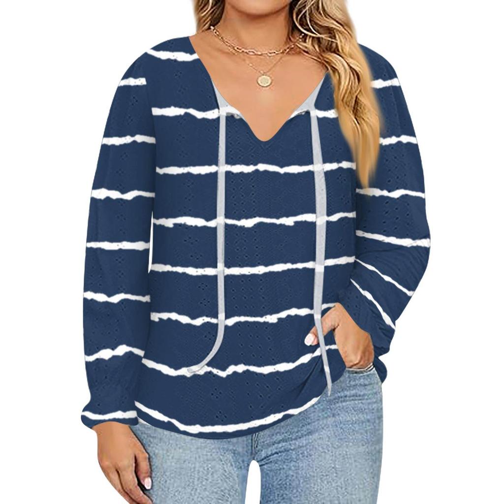 Women's Fashion Printed Casual V-Neck Long Sleeve Top