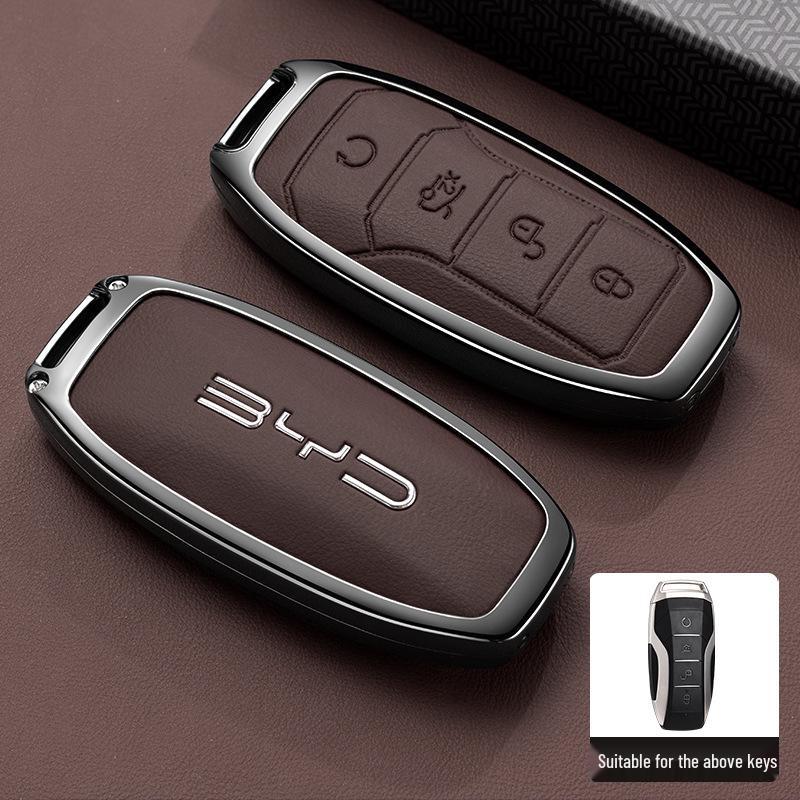 Premium Car Key Bag with Buckle for BYD Han, Qin Plus, Song Pro, Tang, Dolphin, and E9