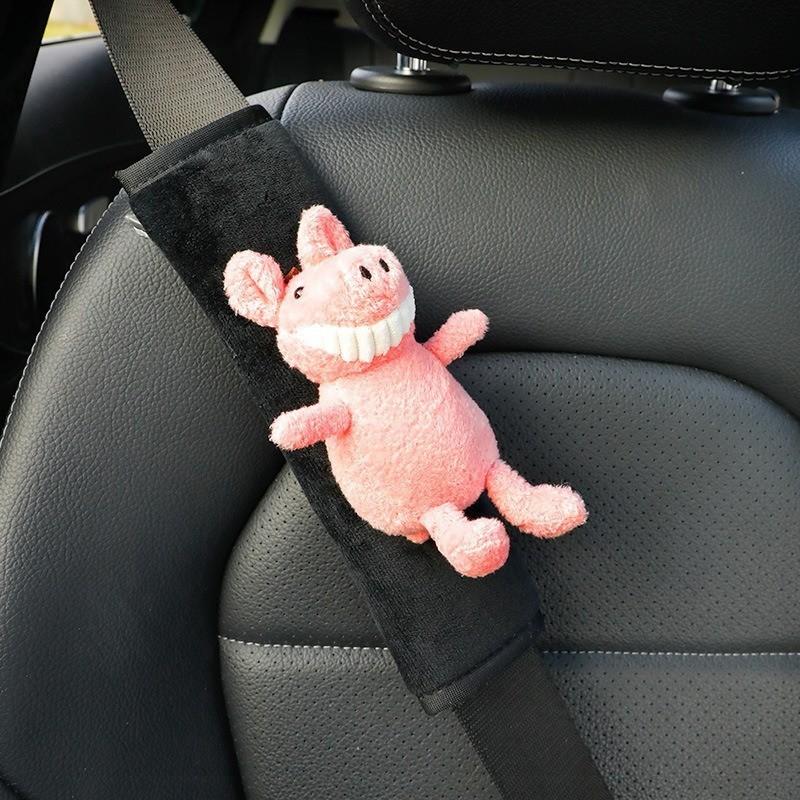 Cute Cartoon Car Seat Belt Shoulder Cover Soft Faux Fur Women Goddess Car Decoration