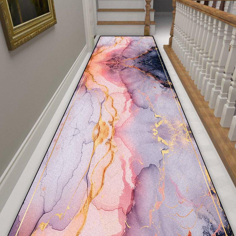 European Geometric Long Corridor Carpet Hotel Hall Runners Non-slip Customizable Rug Villa Stairs Hallway Doorway Passageway Mat