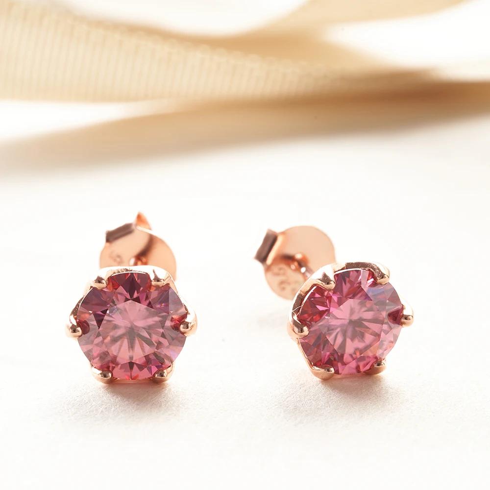 Pendientes de botón de moissanita GRA de 0,5 ct-1 ct color D certificados Diamante creado en laboratorio Plata 925 Chapado en oro Joyería para bodas