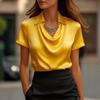 2026 Independent Wish Style Simple Swing Collar Women's Short Sleeve Shirt