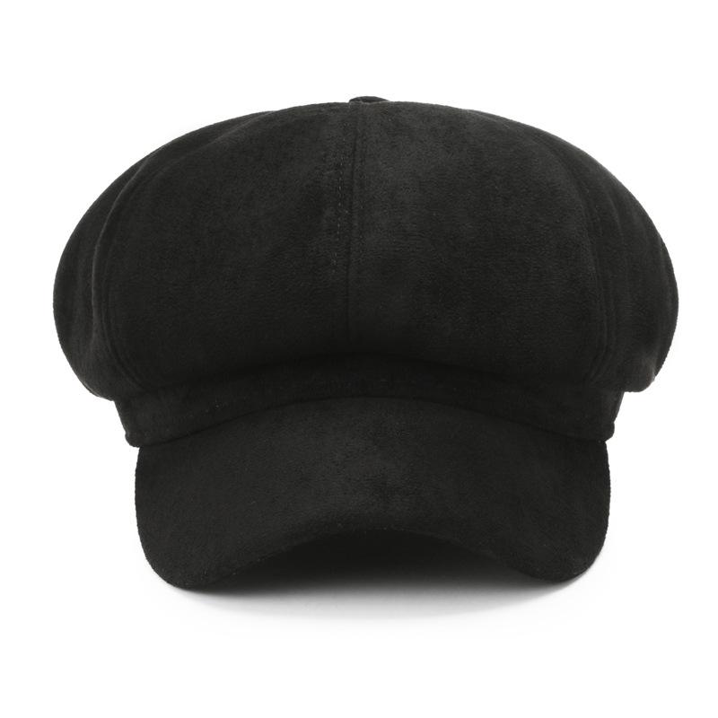 Octagonal Suede Beret: Versatile Korean-Style Autumn/Winter Fashion Hat for Women.