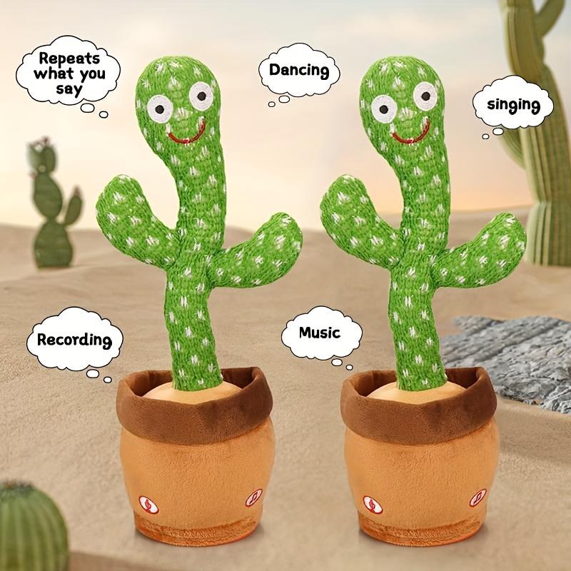 2pcs Dancing Cactus Sing Dance Interactive Plush Toy,Sound Light, Remote Control,with Batteries Not Included,, Language Learning, Ideal for Christmas