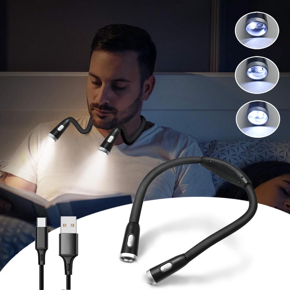 USB Rechargeable LED Neck Hanging Reading Light  Eye Protection Book Light for Night Reading Running Knitting Maintenance