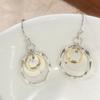 A Pair of Vintage Handmade Geometric Silvery Plated Pendant Earrings Women's  Concise Party Vacation Jewelry Accessories